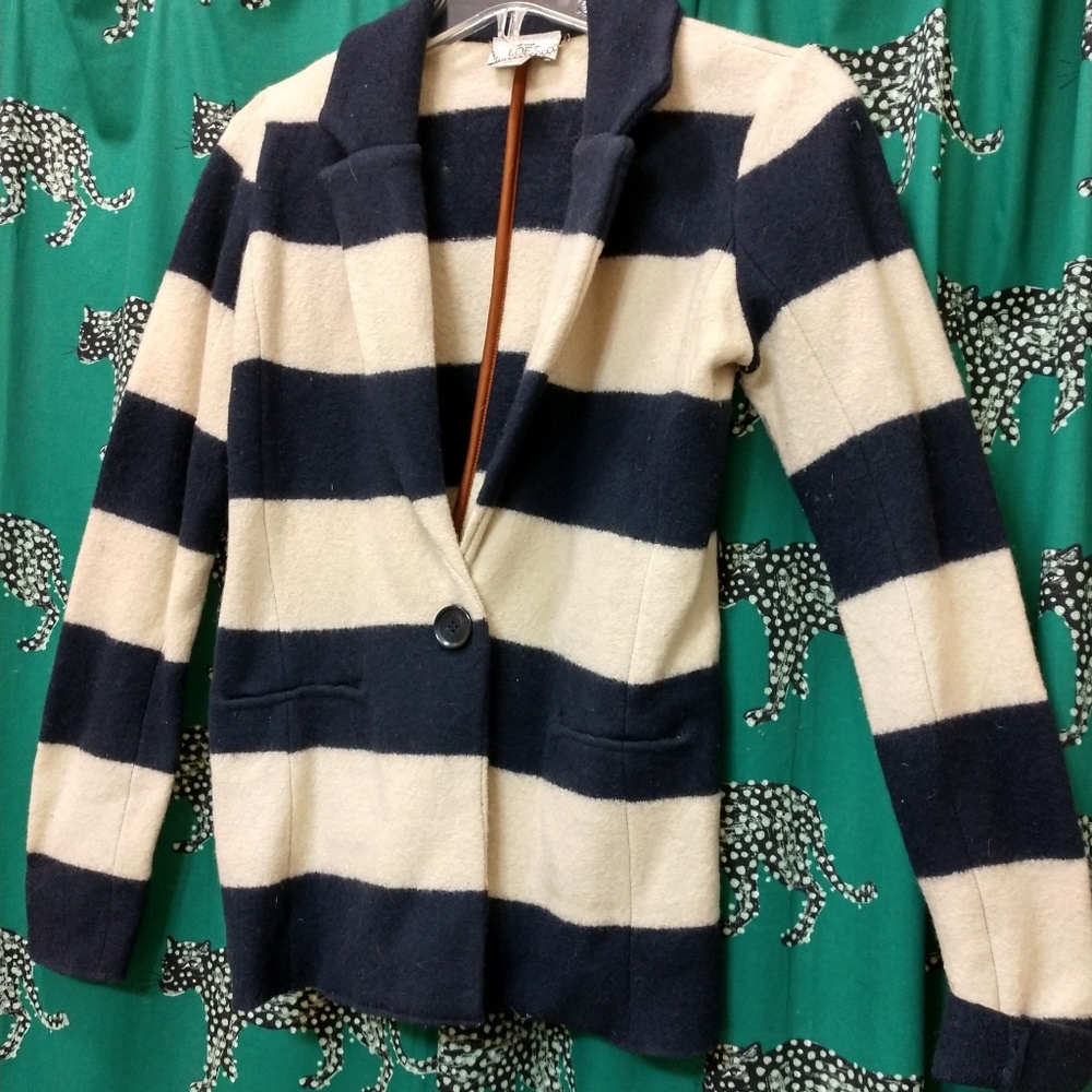 Loft striped fleece blazer